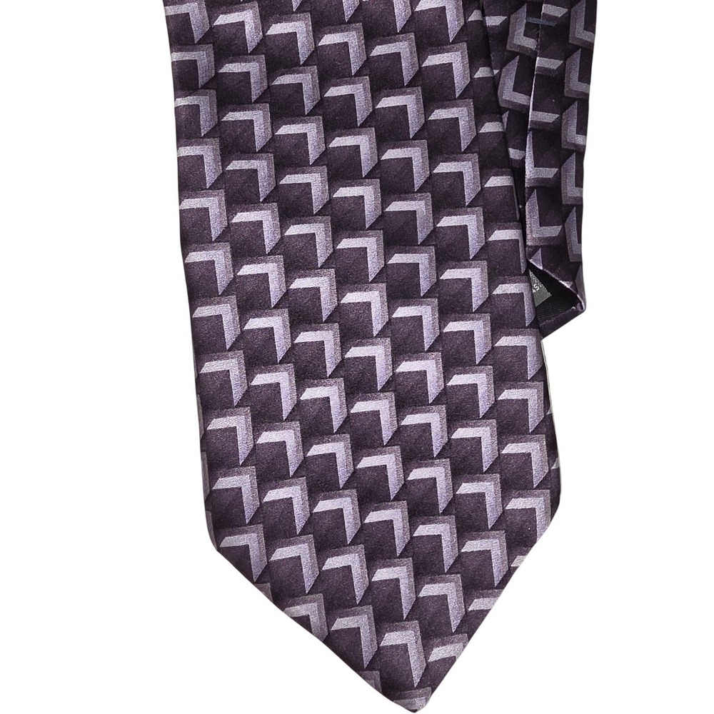 John Henry‎ Tie Mens Silk Necktie Geometric Pattern Classic Purple Woven Formal